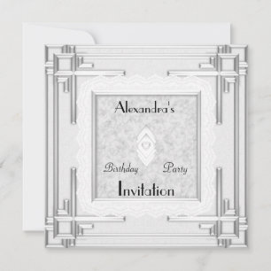 Invitation Art Déco Argent Blanc