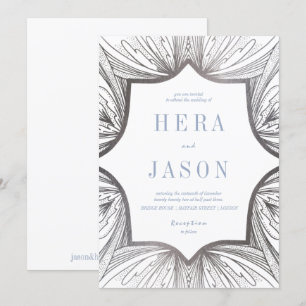 Invitation Art déco argenté et bleu