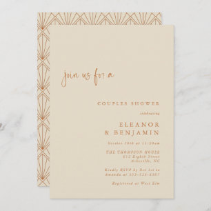 Invitation Art Déco Art Burnt Orange Elégant Couples Douche