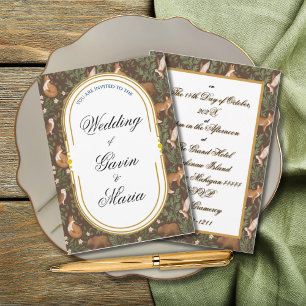 Invitation Art Déco Art Nouveau Floral Or Tone Moderne
