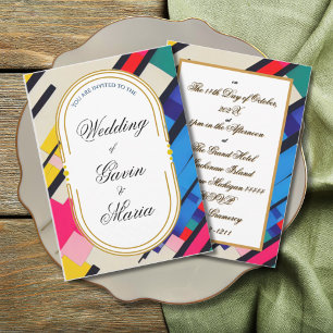Invitation Art Déco Art Nouveau Floral Or Tone Moderne