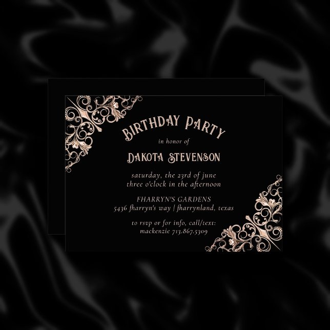 Invitation Art déco | Black Copper Nouveau Party (Créateur téléchargé)