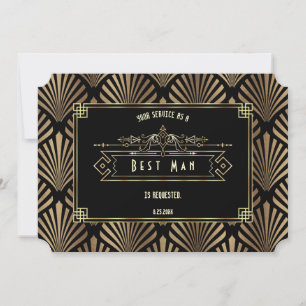 Invitation Art Déco Black Gatsby Serez-Vous Mon Meilleur Homm