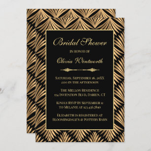 Invitation Art Déco Black Gold Great Gatsby Fête des mariées