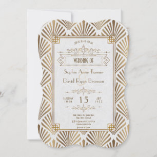 Invitation Art Déco Blanc 1920 Style Mariage