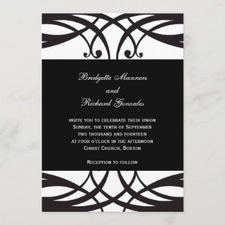 Invitation Art déco blanc noir élégant d'invitations de