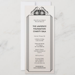 Invitation Art Déco cadre noir empilé glamour événement forme