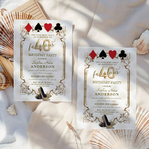 Invitation Art Déco Casino Poker 40 et Fabuleux anniversaire
