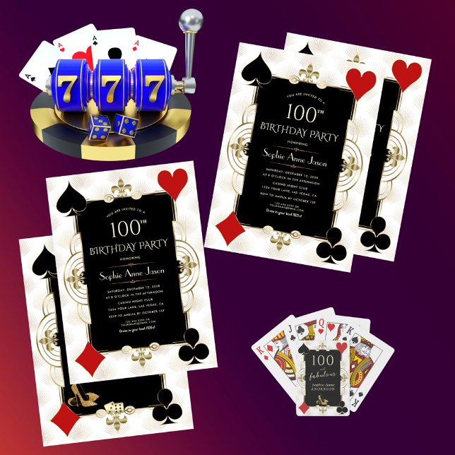 Invitation Art Déco Casino Royale Poker Femme 100e anniversai (Créateur téléchargé)