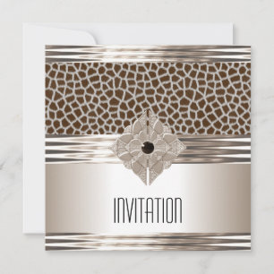 Invitation Art Déco Crème Beige Imprimé Animal