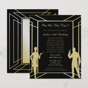 Invitation Art Déco de Fille Flapper Budget Roarin