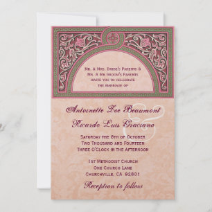 Invitation Art déco de pêche épousant le papier métallique