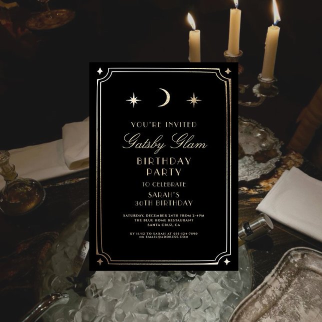 Invitation Art Déco élégant Black Gold 20s Classic Anniversai (Créateur téléchargé)