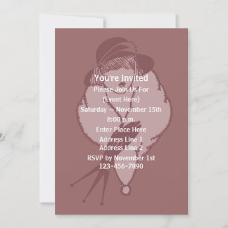 Invitation Art Déco Fashion Lady En Design Casquette