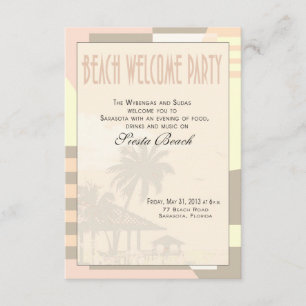 Invitation Art Déco Fête de Bienvenue sur la Plage Vintage