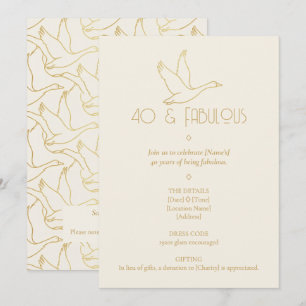 Invitation Art Déco Filigrane d'Or   40e Anniversaire d'Oie