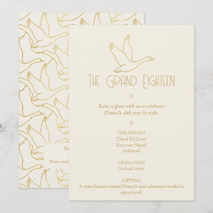 Invitation Art Déco Filigrane d'Or Anniversaire 18 ans d'Oi