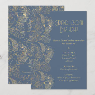 Invitation Art Déco filigrane d'or Anniversaire 30 ans du T