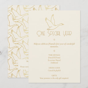 Invitation Art Déco Filigrane d'Or Anniversaire de 1 an d'O