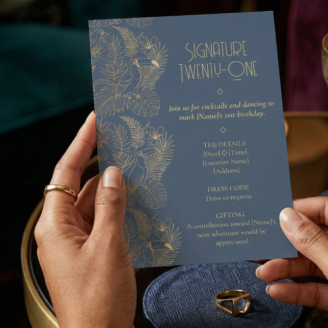Invitation Art Déco filigrane d'or | Anniversaire de 21 ans d (Lifestyle Shot)