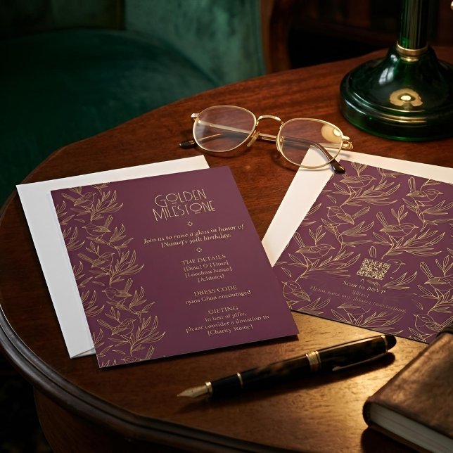Invitation Art Déco Filigrane d'Or | Fête des 50 ans de Fairy (Lifestyle Shot)