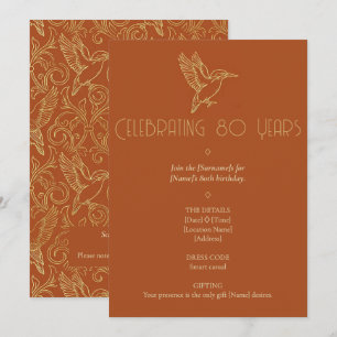 Invitation Art Déco Filigrane d'Or Martin-pêcheur 80e Anniv