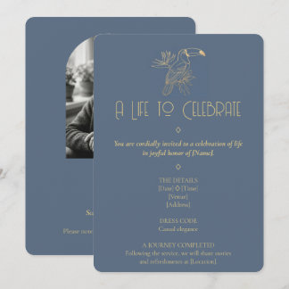 Invitation Art Déco Filigrane d'Or | Mémorial Photo de Toucan