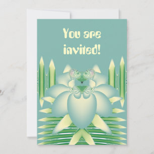 Invitation Art Déco Fleur Fractale Lotus de Menthe