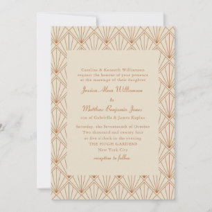 Invitation Art Déco Formel Art Déco Brûlé Orange Mariage Élég