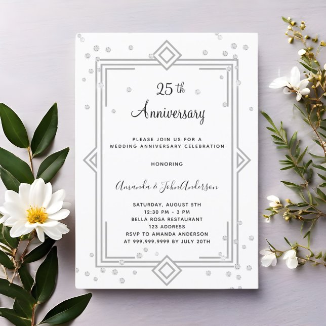 Invitation Art Deco Gatsby 25th diamonds wedding anniversary (Créateur téléchargé)