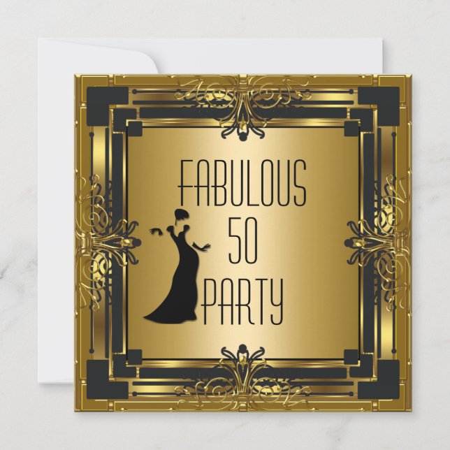 Invitation ART DECO Gatsby Fabuleux 50 50e Anniversaire Rétro (Devant)