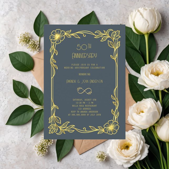 Invitation Art Déco Gatsby gris 50e anniversaire de mariage (Créateur téléchargé)