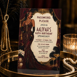 Invitation Art Déco Gatsby les Années Folles Bourgogne Or Ann