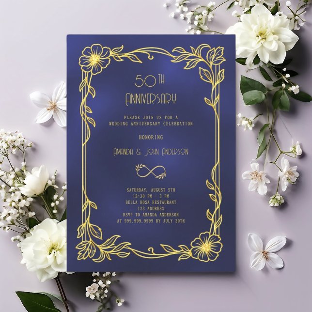 Invitation Art Déco Gatsby noir 50e anniversaire de mariage (Créateur téléchargé)