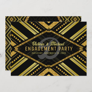 Invitation Art Déco Glamor Noir Gatsby Fiançailles