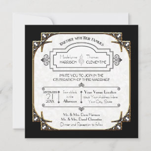 Invitation Art Déco Grande Gatsby Style Typographie en dentel