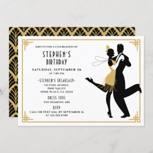 Invitation Art Déco/Great Gatsby/Roaring 1920 Anniversaire