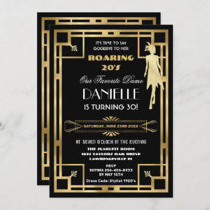 Invitation Art Déco Great Gatsby Roaring 20s 30e anniversaire