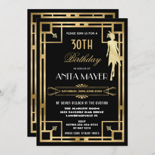 Invitation Art Déco Great Gatsby Roaring 20s Anniversaire N'I