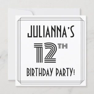 Invitation Art Déco Inspiré 12ème Anniversaire Fête, Nom pers