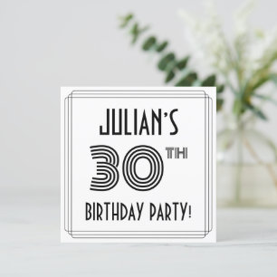 Invitation Art Déco Inspiré 30ème anniversaire fête, Nom pers