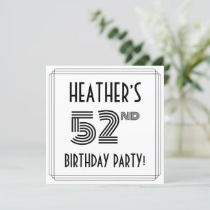 Invitation Art Déco Inspiré 52e fête d'anniversaire, Nom pers