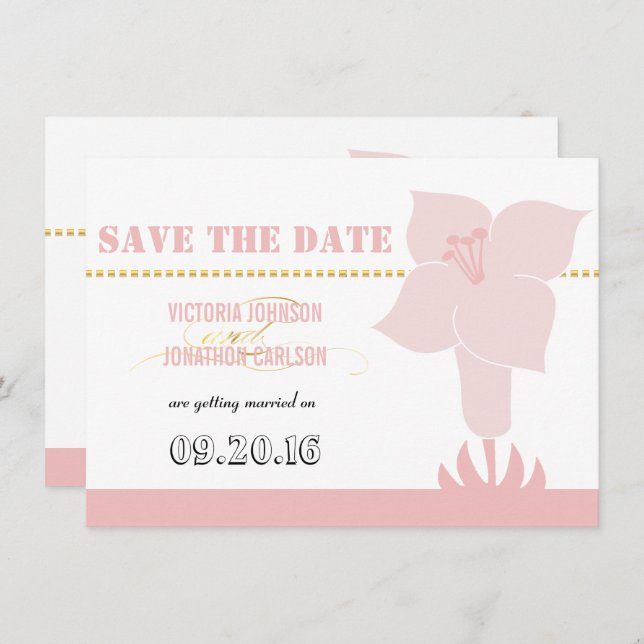 Invitation Art Déco Lily Mariage de typographie moderne (Devant / Derrière)