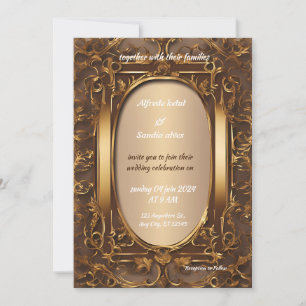 Invitation Art Déco Mariage Diamant brun et Or Foil In