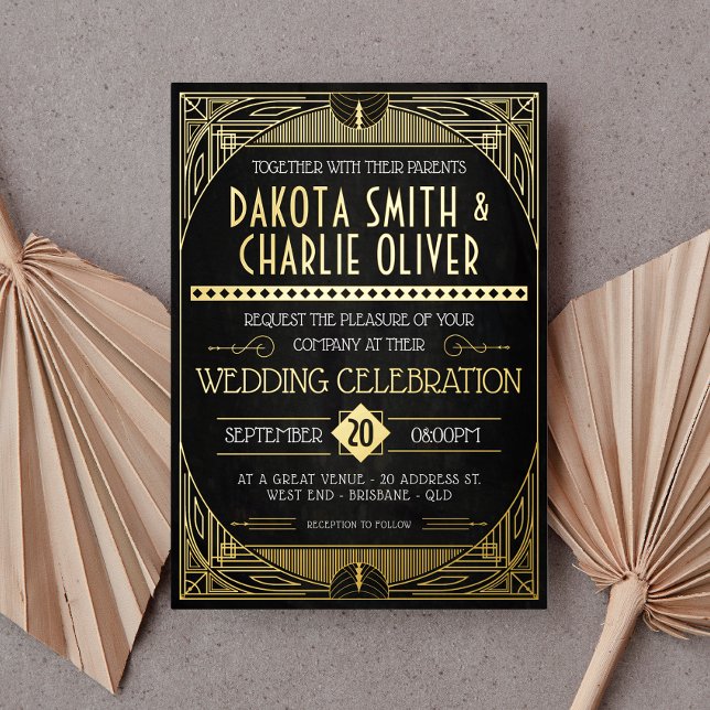 Invitation Art Déco Mariage Foil (Créateur téléchargé)