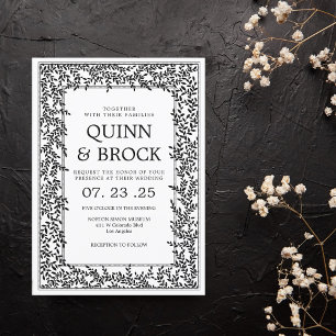 Invitation Art Déco Mariage Foliing noir et blanc