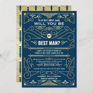 Invitation Art Déco Mariage Serez-Vous Mon Meilleur Homme Gol