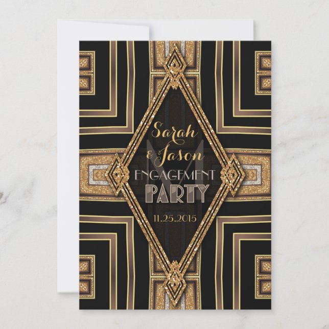 Invitation Art Déco Modern Black Gold Party (Devant)