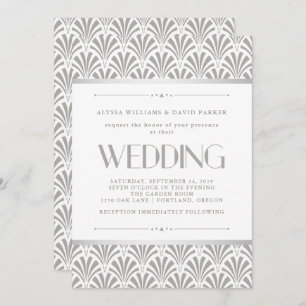 Invitation Art déco moderne   Elegant Mariage gris et blanc