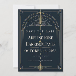 Invitation Art Déco Moderne Tenue de Soirée Noire de Minuit S